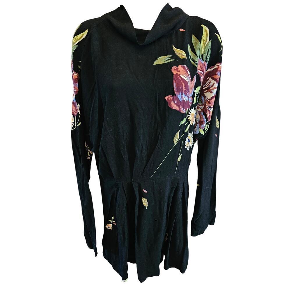 Free people open back coquette cottagecore S tunic dress top long sleeve peasant